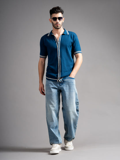 Dalven Teal Knit Shirt