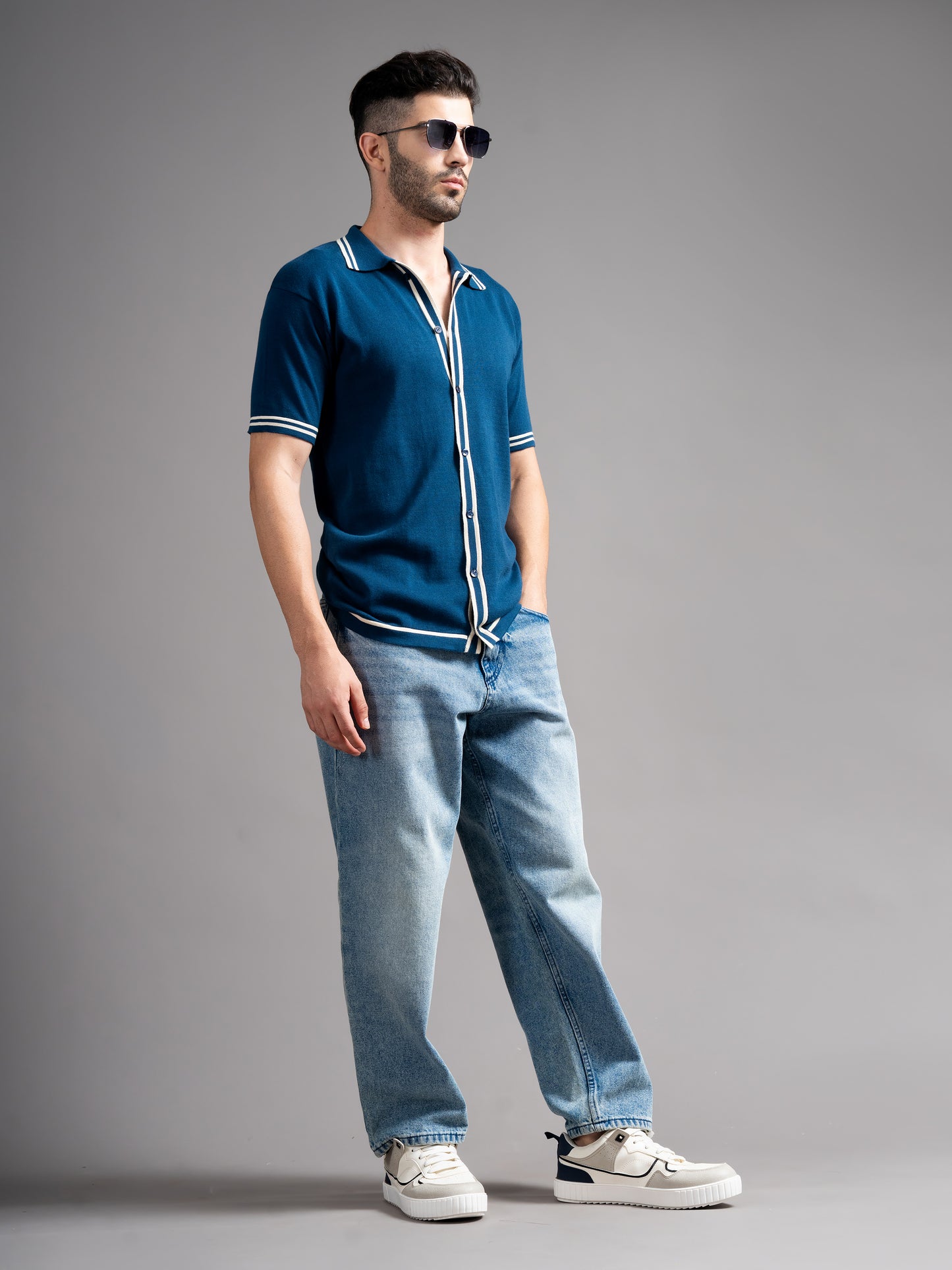Dalven Teal Knit Shirt