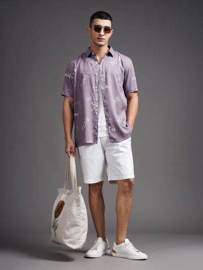 Eldran Mauve Printed Shirt