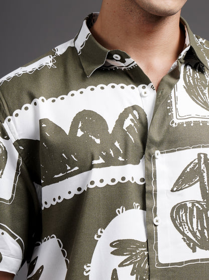 Elno Brown Printed Shirt
