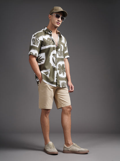 Elno Brown Printed Shirt