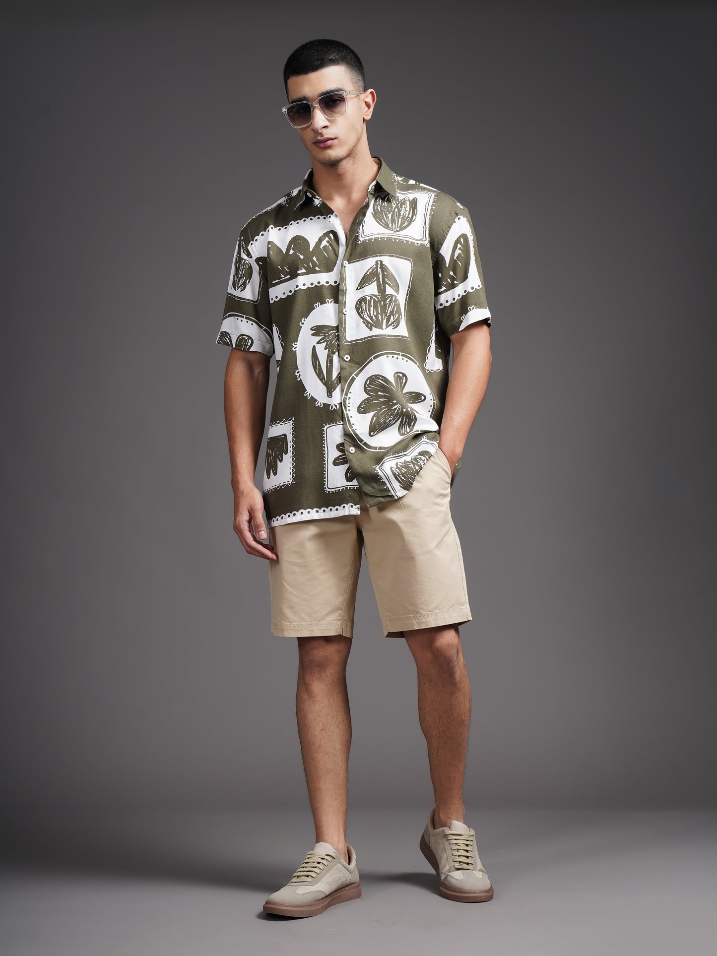 Elno Brown Printed Shirt