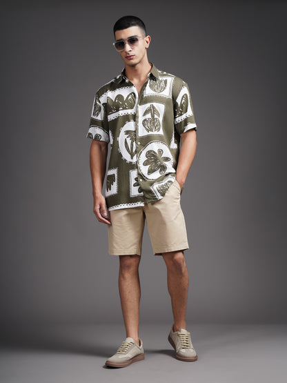 Elno Brown Printed Shirt