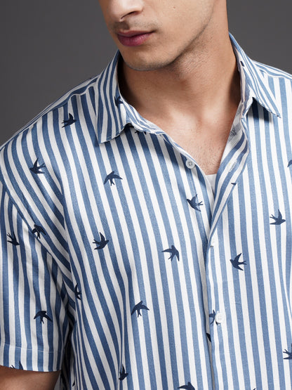 Elvan Blue Striped Shirt