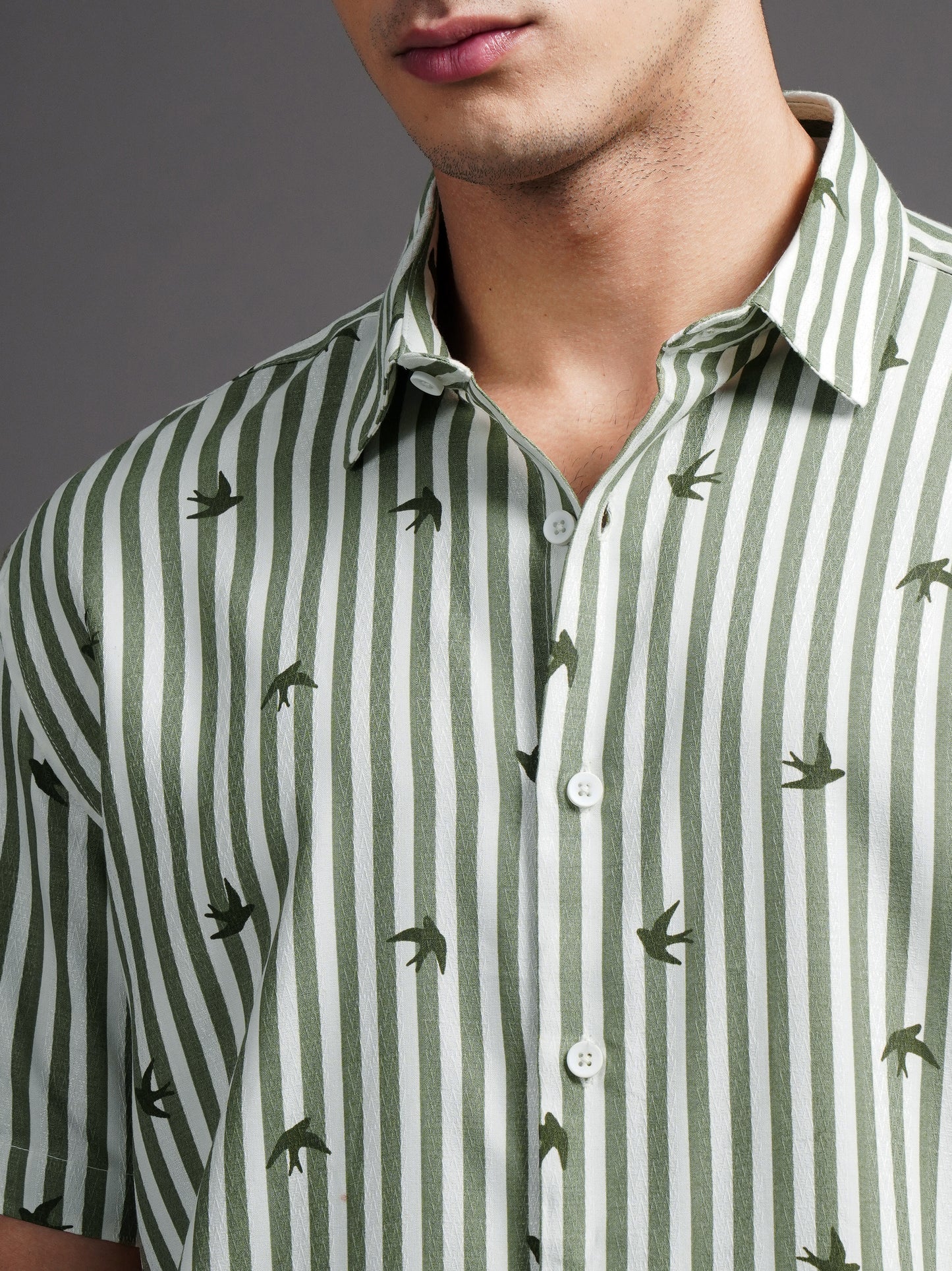 Elvan Green Striped Shirt