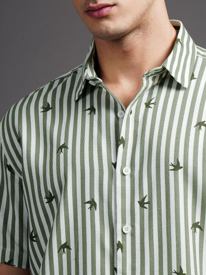 Elvan Green Striped Shirt
