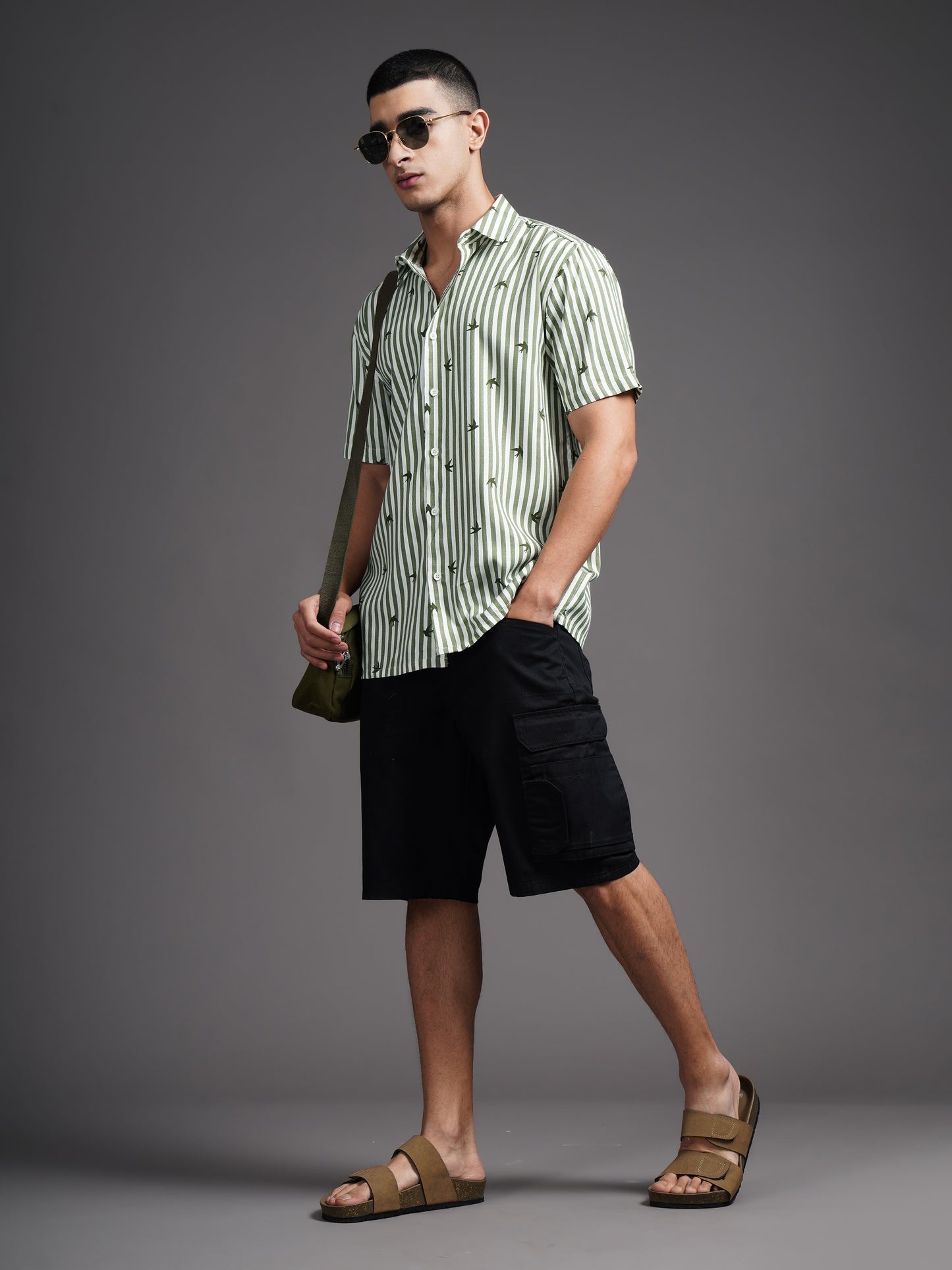 Elvan Green Striped Shirt