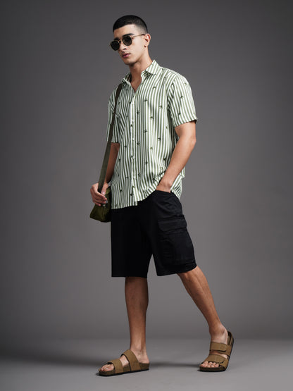 Elvan Green Striped Shirt