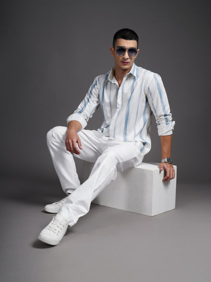 Eskar Blue Striped Shirt