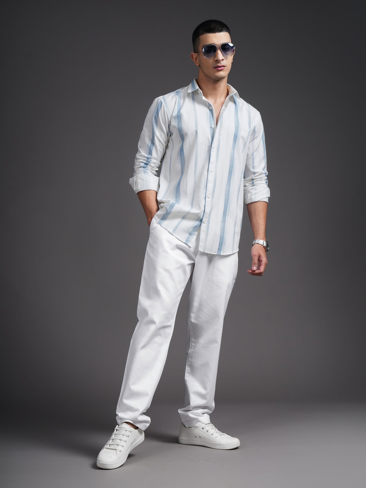 Eskar Blue Striped Shirt