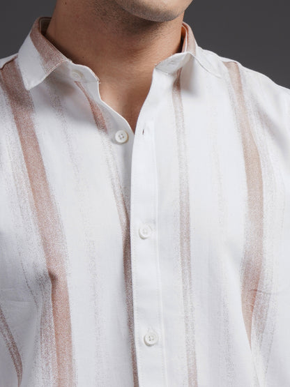 Eskar Brown Striped Shirt