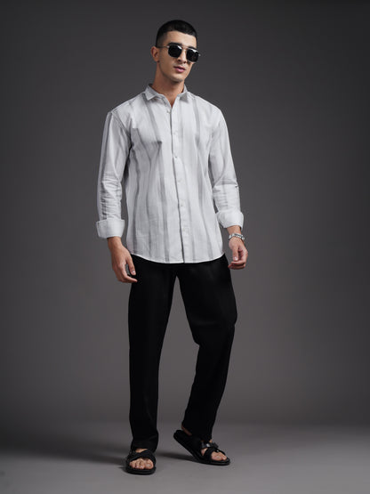 Eskar Grey Striped Shirt