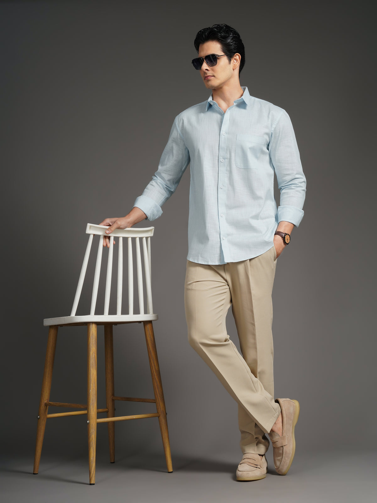 Linenette Blue Solid Shirt