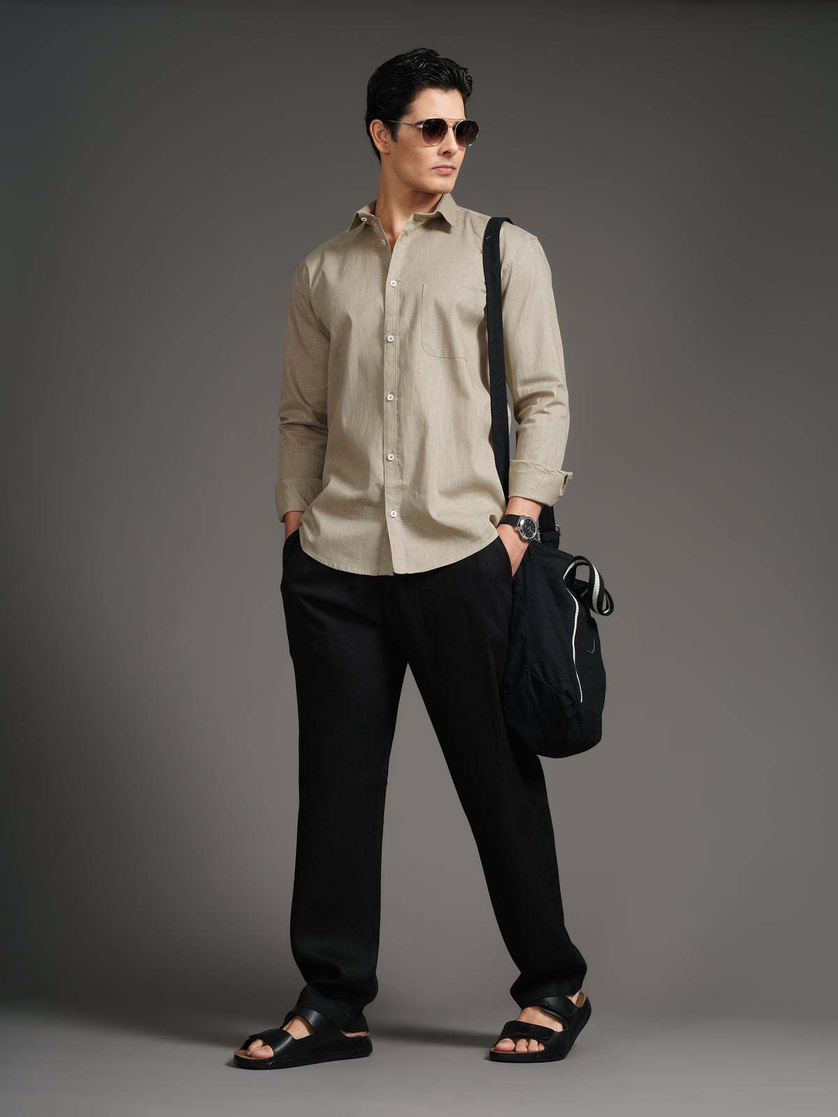 Linenette Beige Solid Shirt