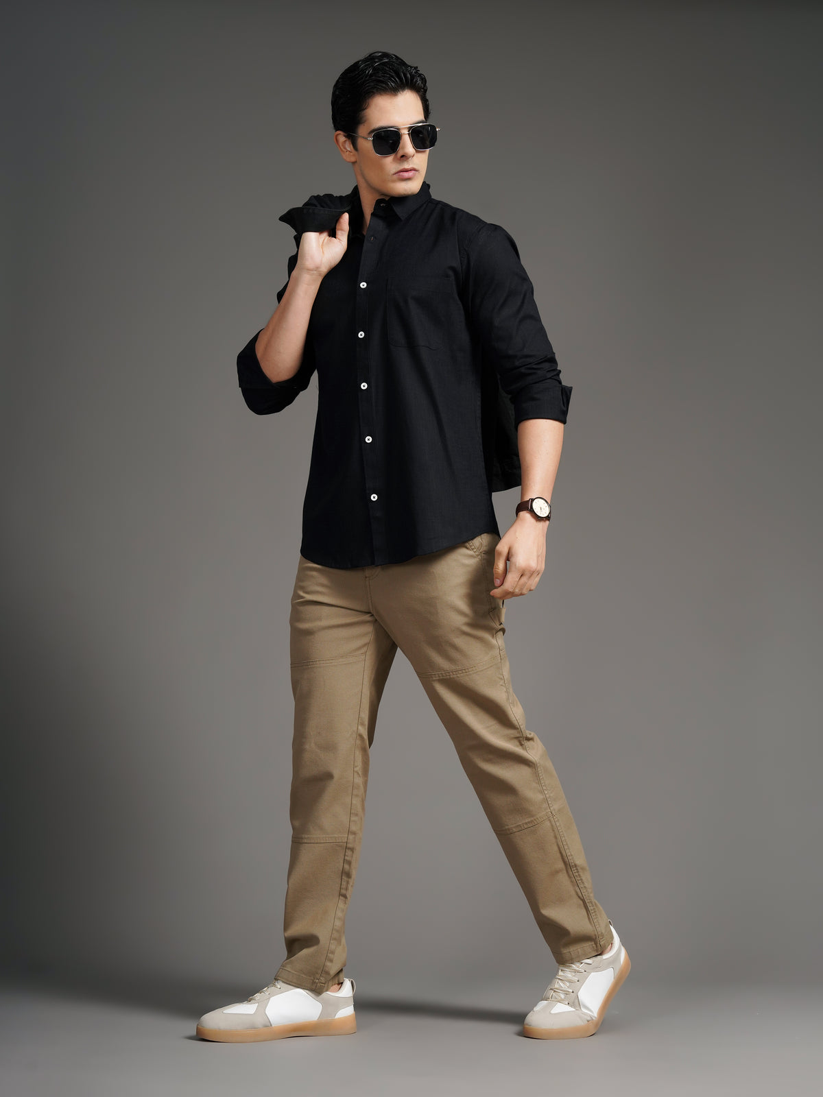 Linenette Black Solid Shirt