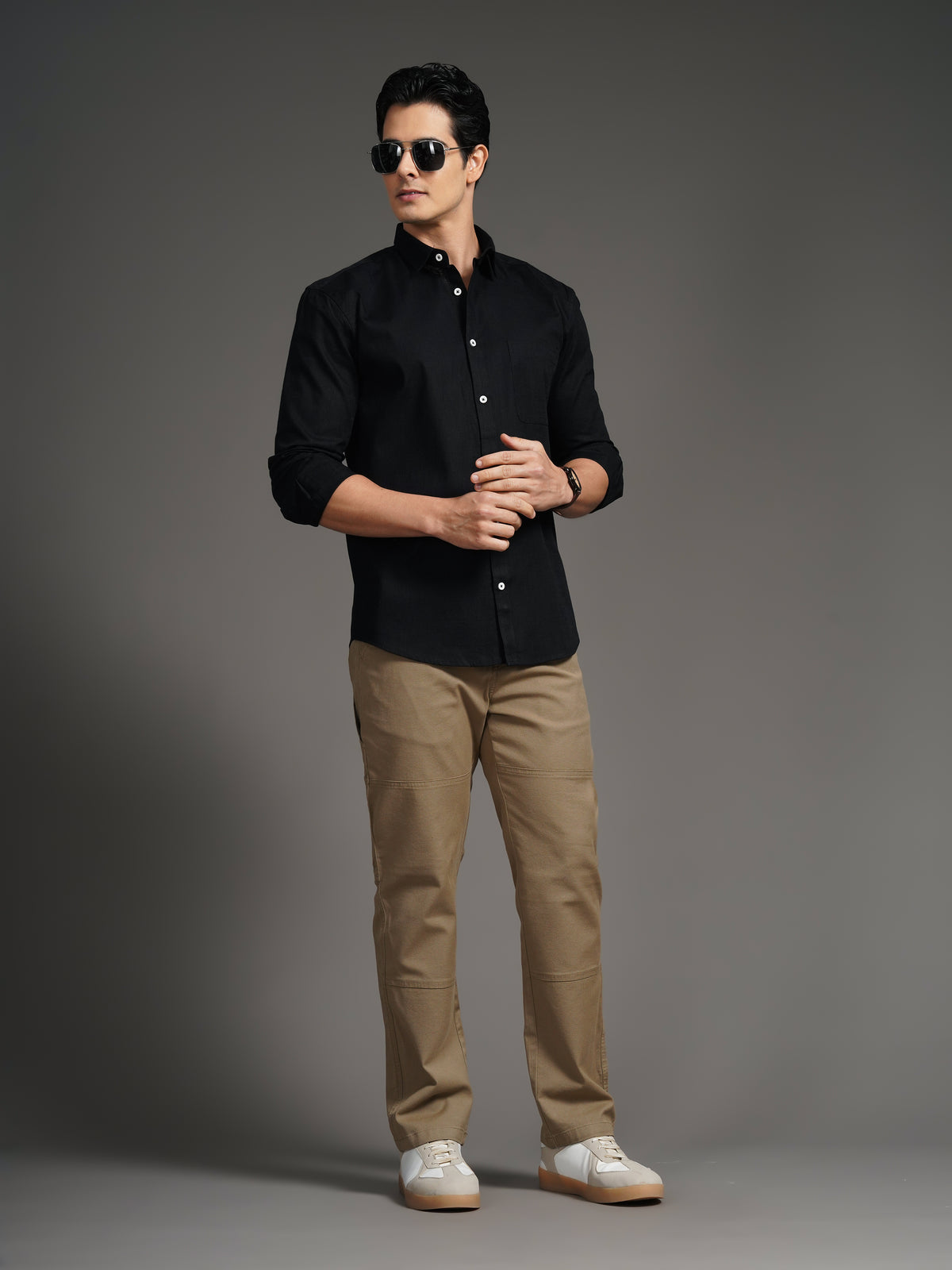 Linenette Black Solid Shirt