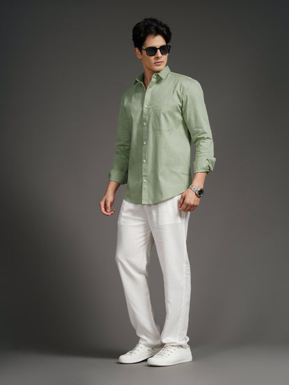 Linenette Green Solid Shirt