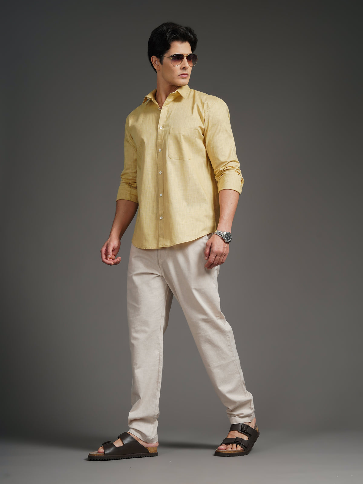 Linenette Mustard Solid Shirt