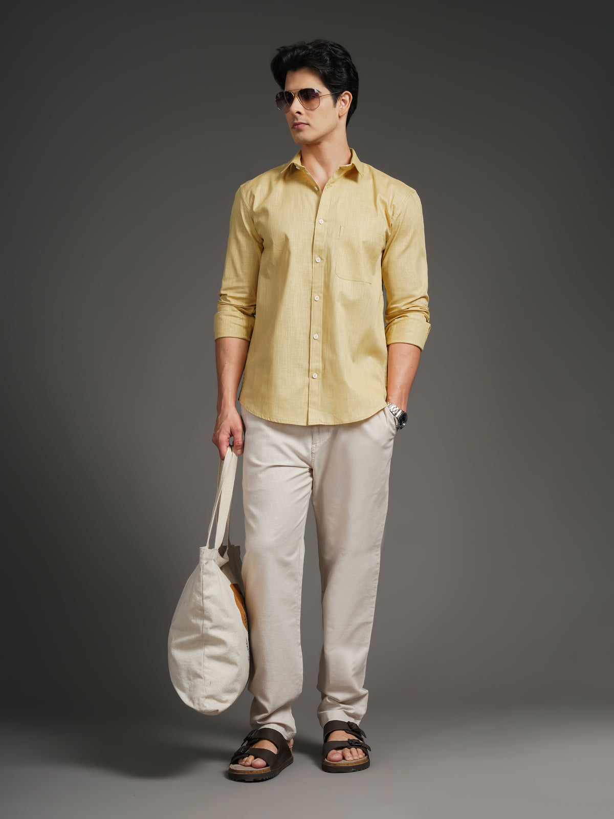 Linenette Mustard Solid Shirt
