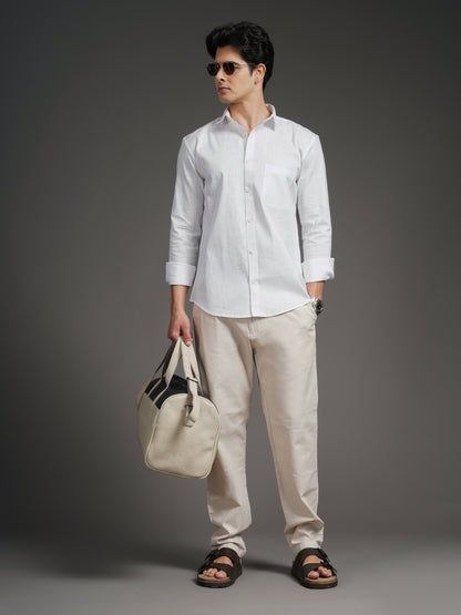 Linenette White Solid Shirt