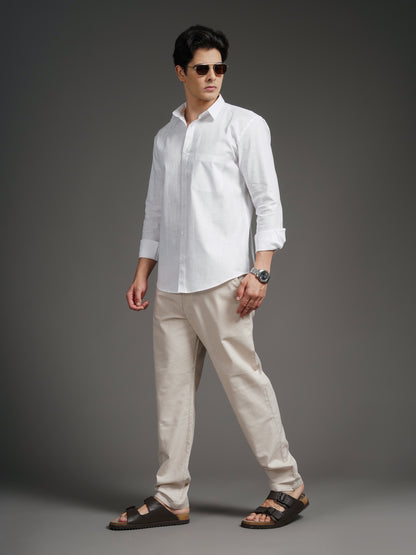Linenette White Solid Shirt