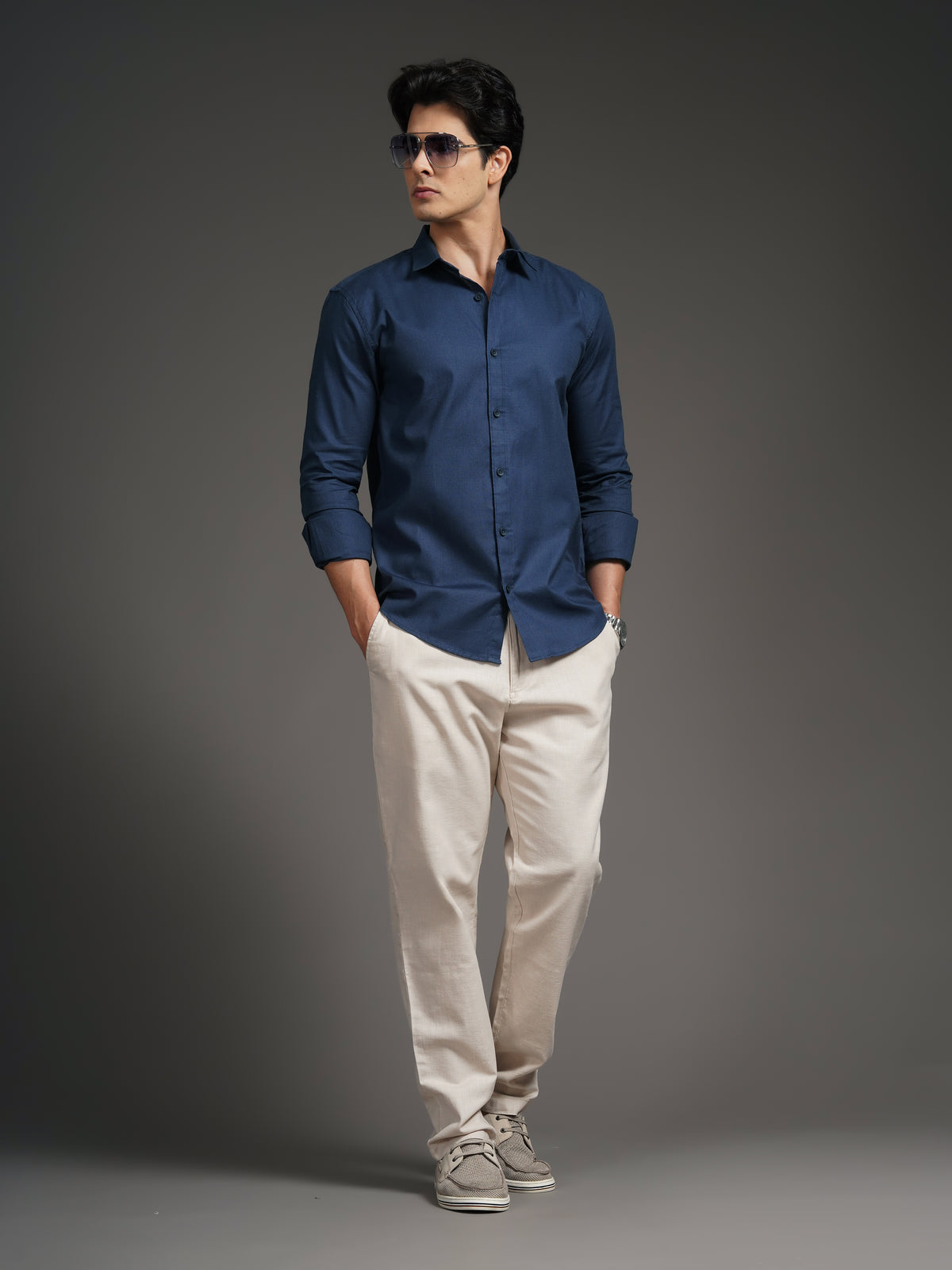Gavor Navy Solid Shirt