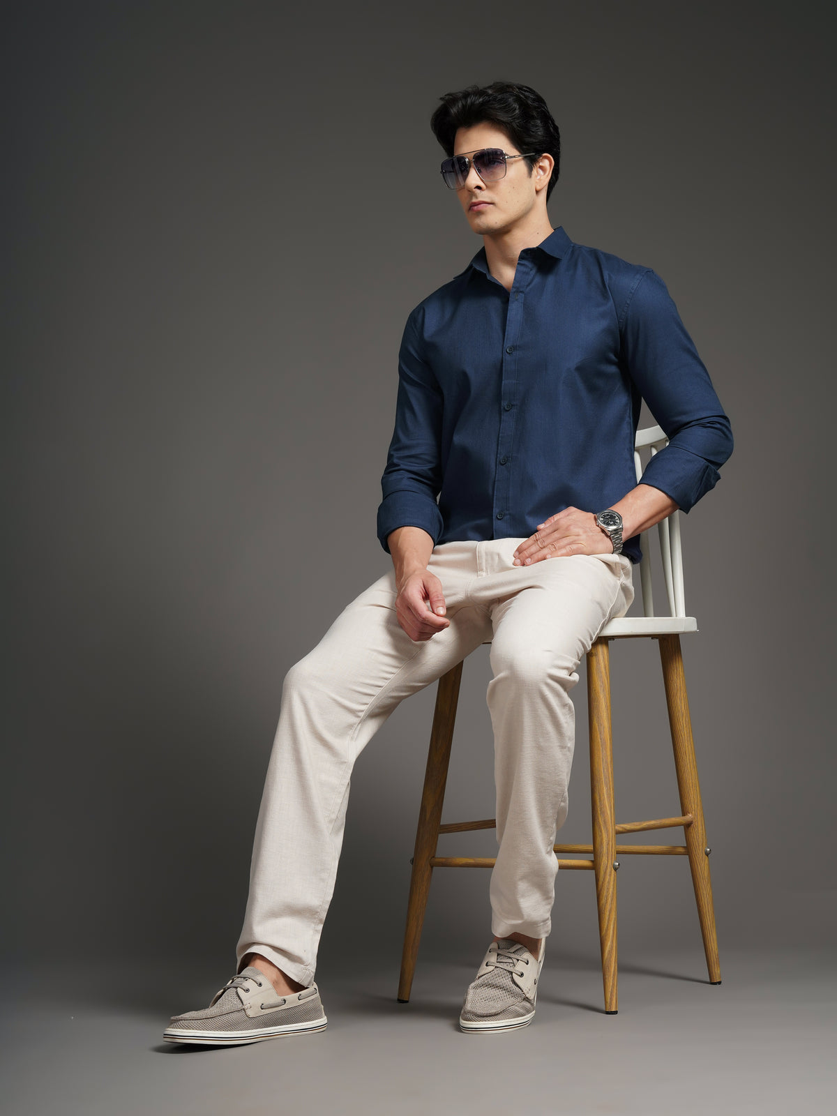 Gavor Navy Solid Shirt