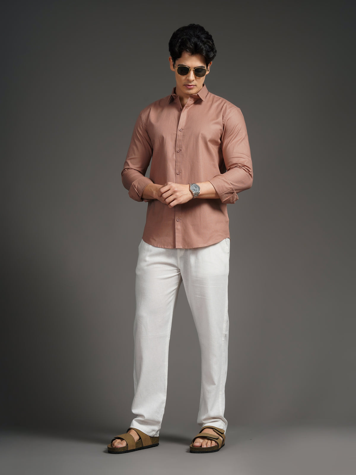 Gavor Peach Solid Shirt