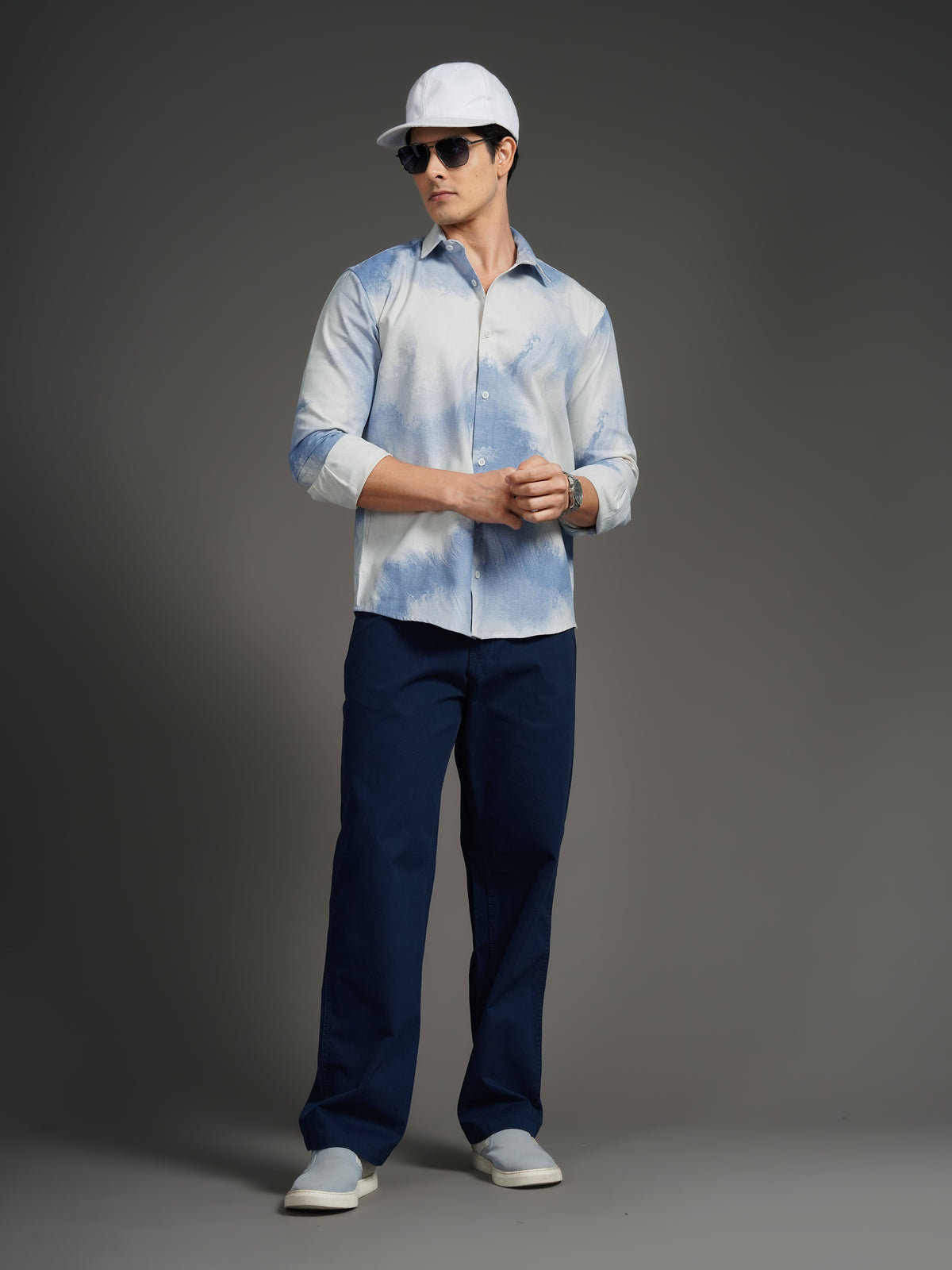 Nuvane Blue Print Shirt