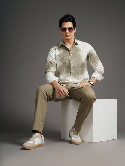 Nuvane Brown Print Shirt