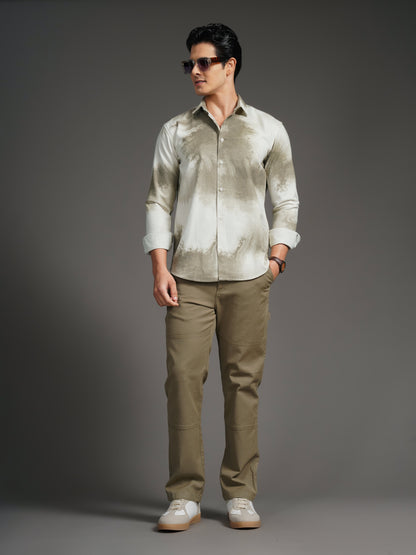 Nuvane Brown Print Shirt