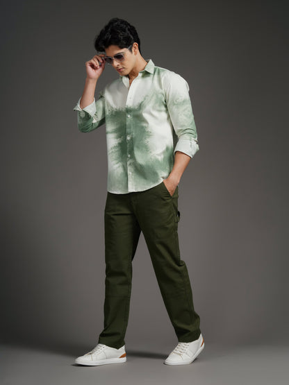 Nuvane Green Print Shirt