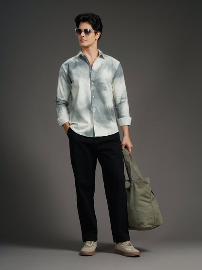 Nuvane Grey Print Shirt