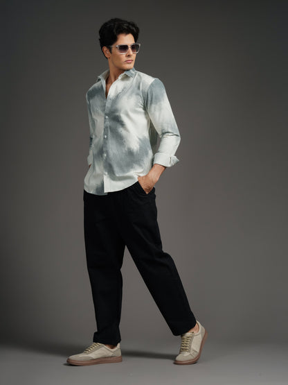 Nuvane Grey Print Shirt