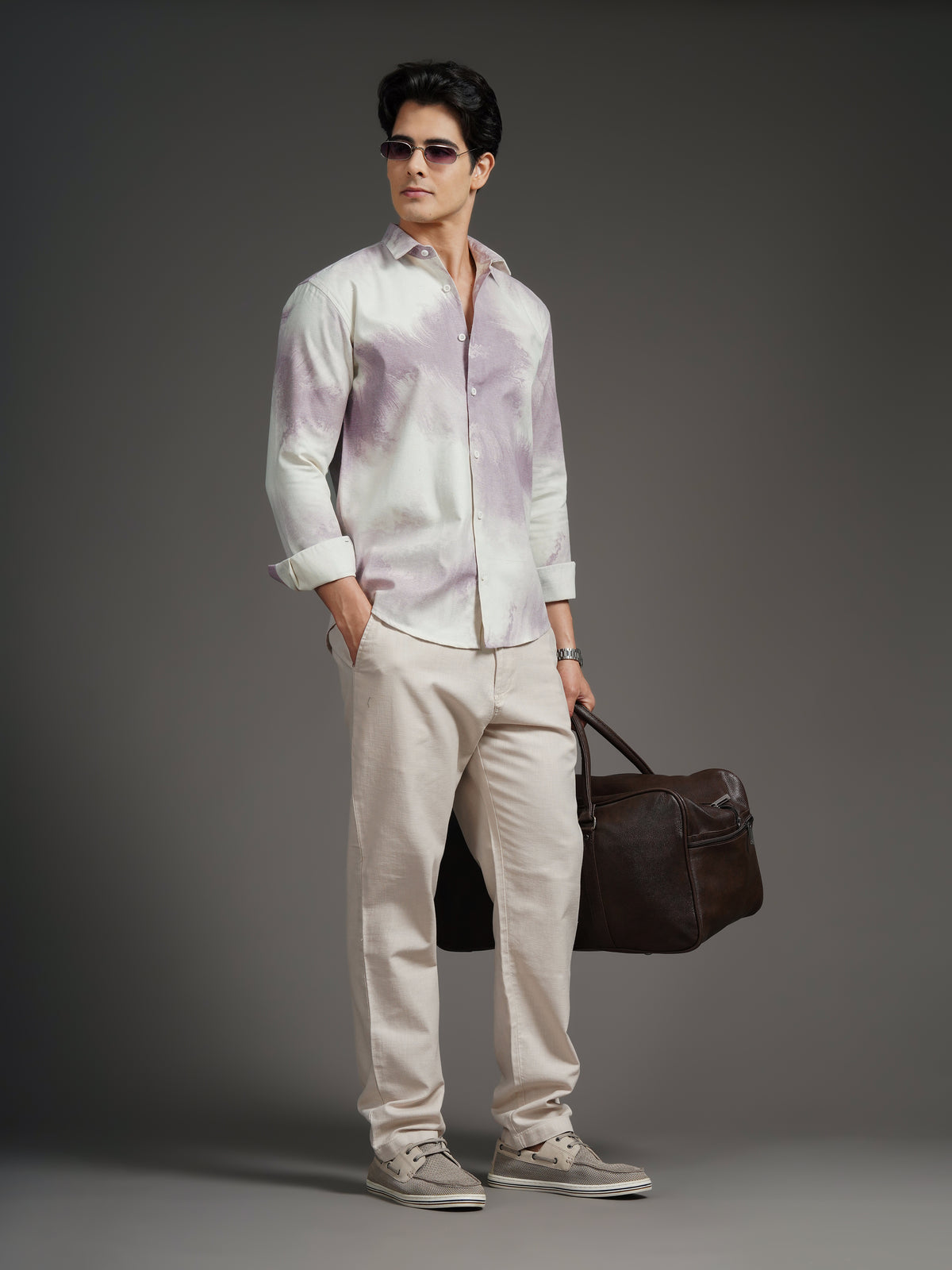 Nuvane Muave Print Shirt