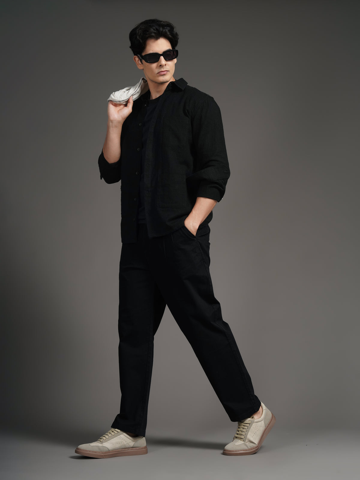 Triv Black Solid Overshirt