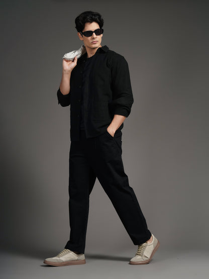 Triv Black Solid Overshirt
