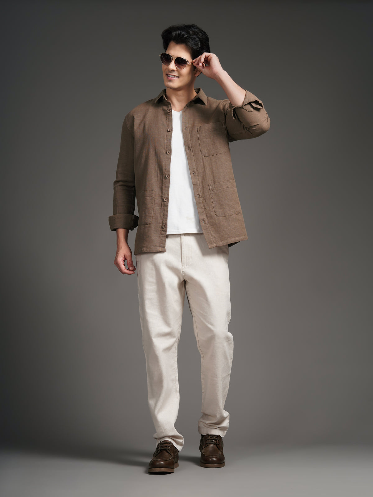 Triv Brown Solid Overshirt
