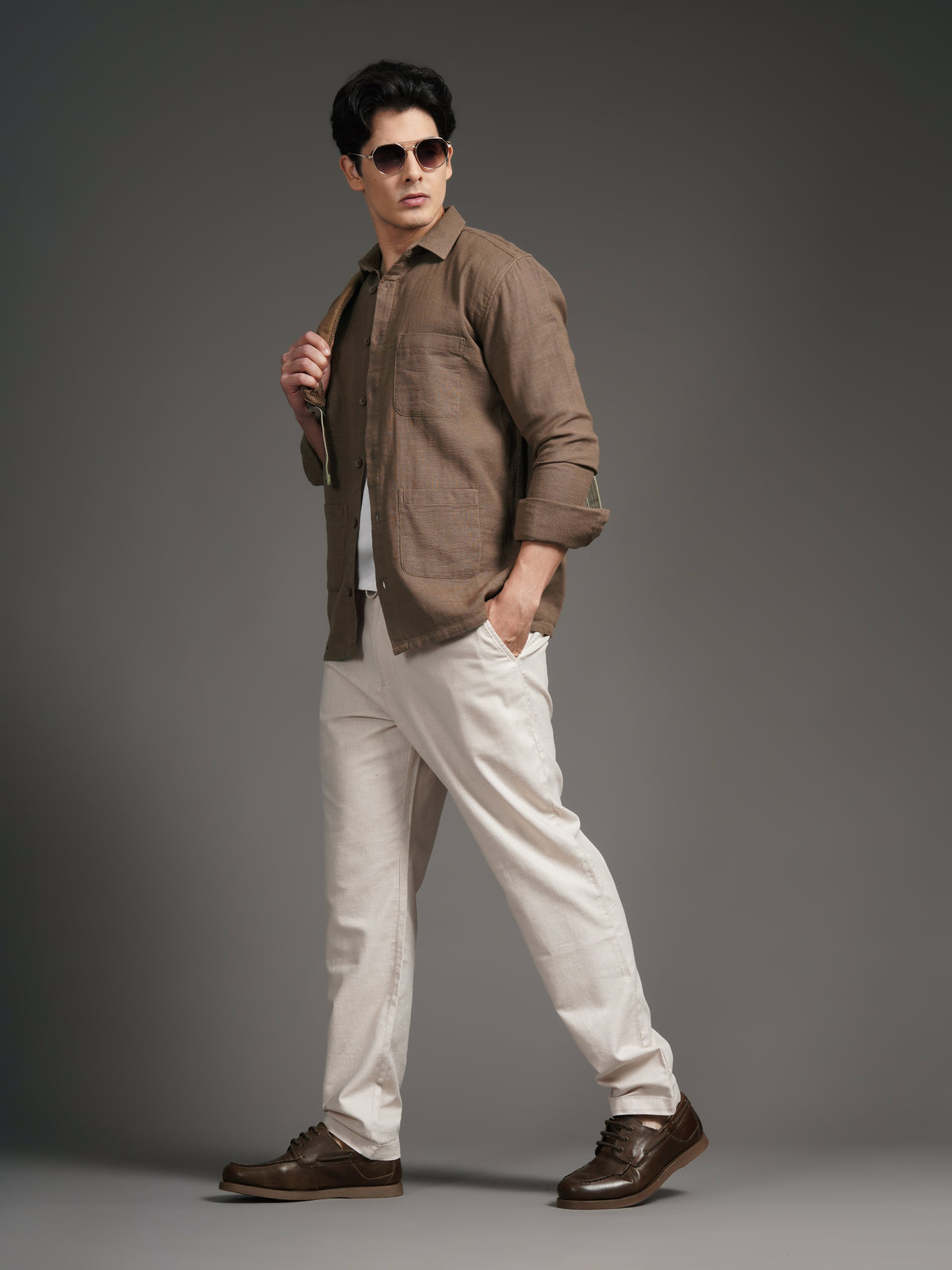 Triv Brown Solid Overshirt