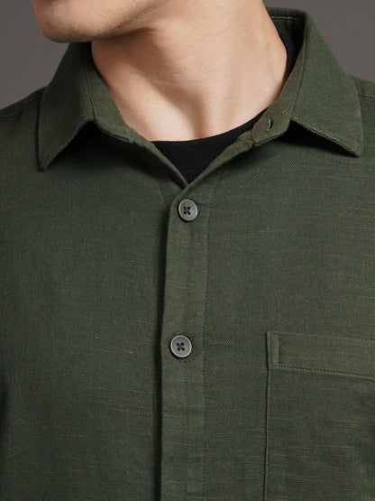 Triv Olive Solid Overshirt