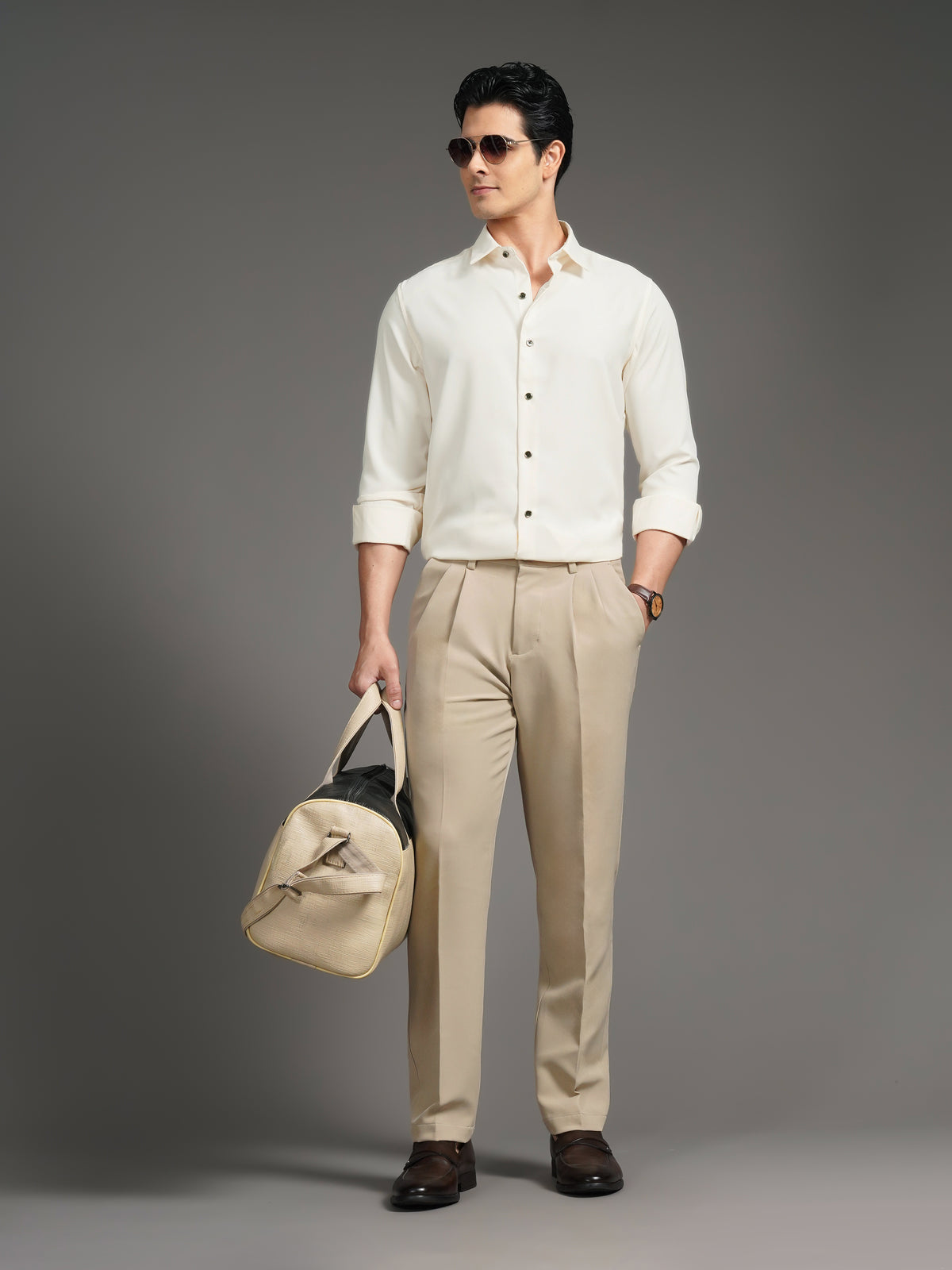 Velora Beige Solid Shirt