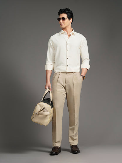 Velora Beige Solid Shirt