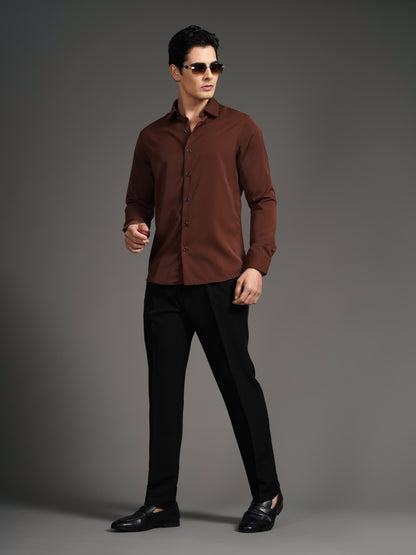 Velora Brown Solid Shirt