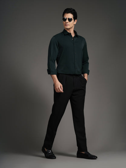 Velora Dark Green Solid Shirt