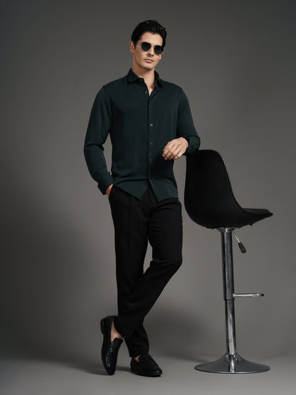 Velora Dark Green Solid Shirt