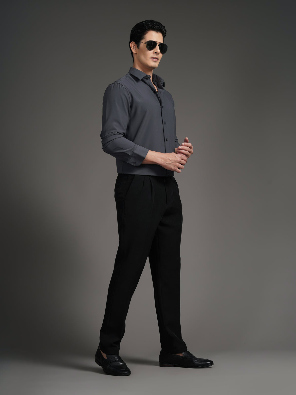 Velora Grey Solid Shirt