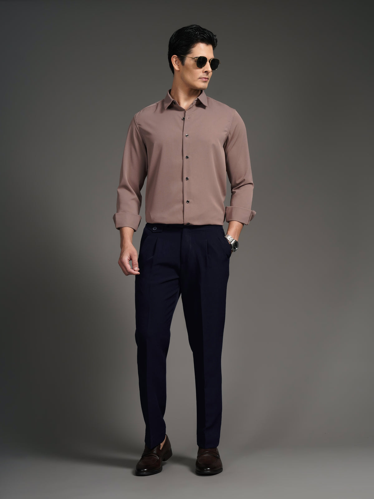 Velora Mauve Solid Shirt