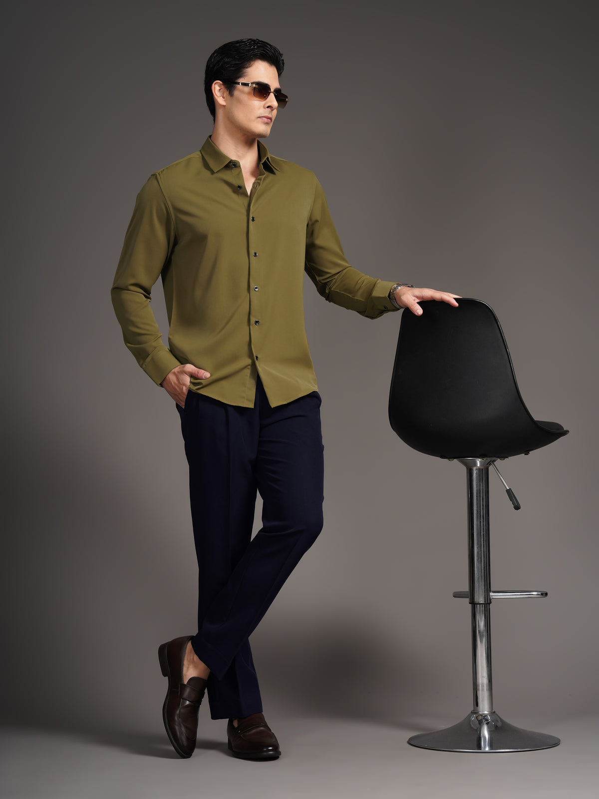 Velora Olive Solid Shirt