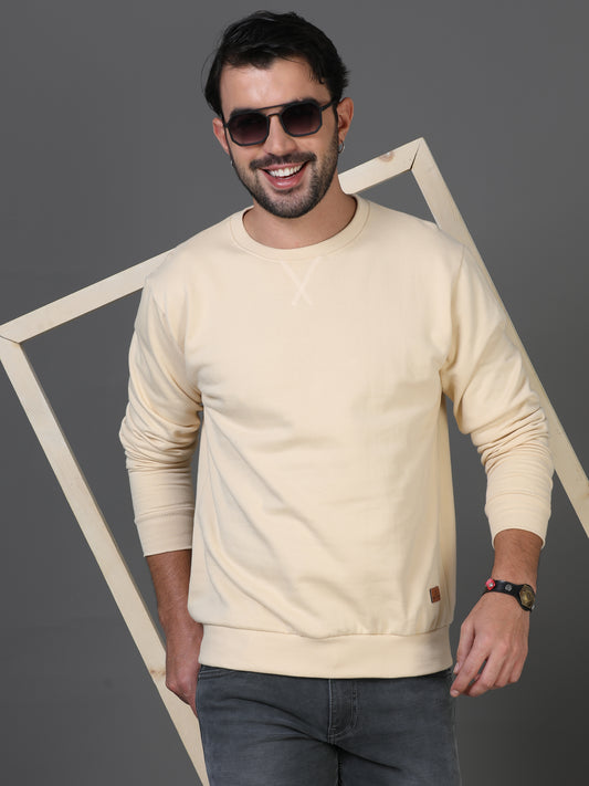 Cream Plain Sweatshirt