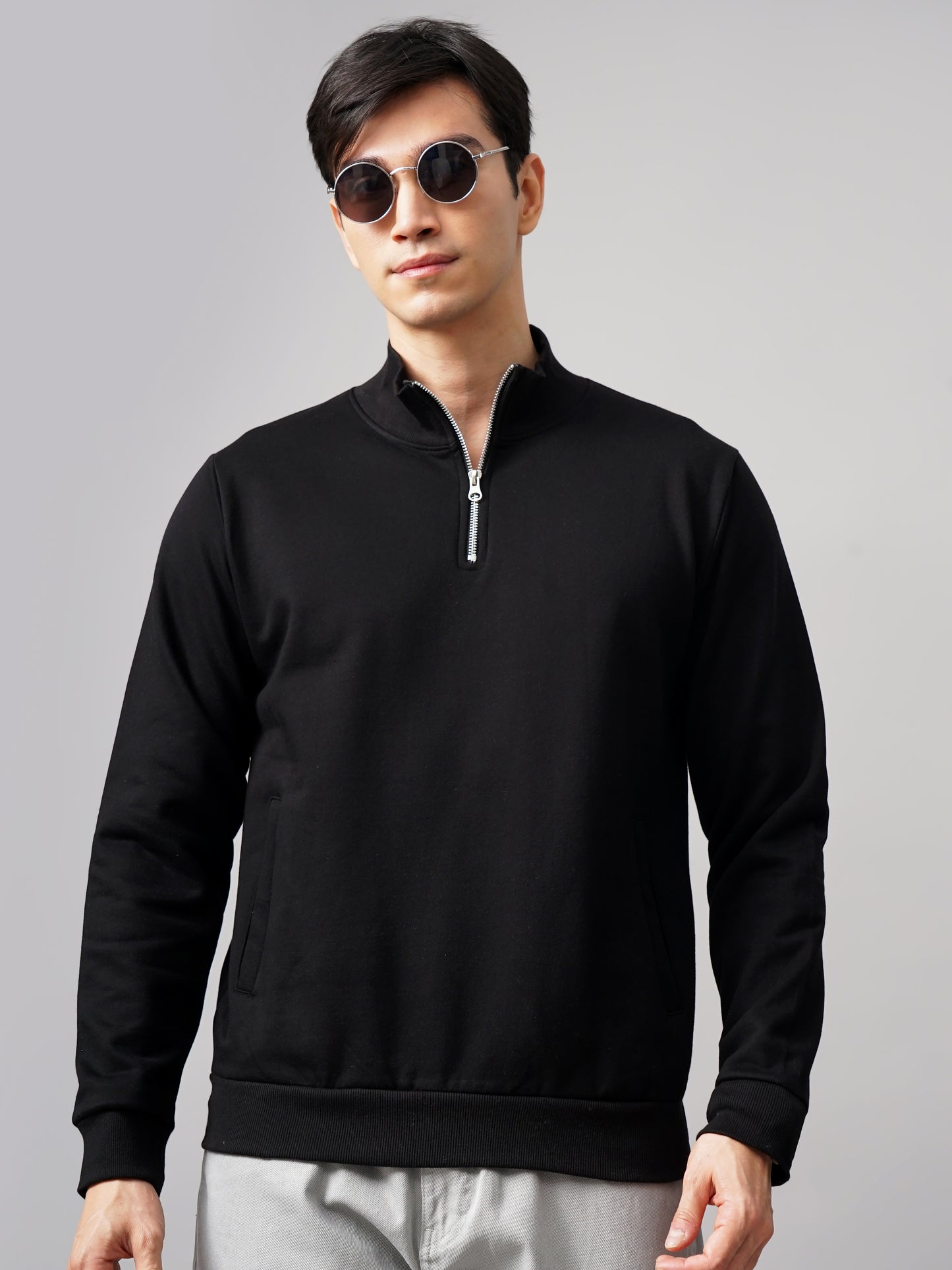 Half Zip Black Sweatshirt